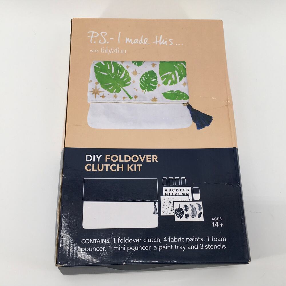 FabFitFun PS I Made This DIY Foldover Clutch Purse Kit 10x7 Canvas Paint New Box